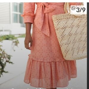 Elegant Peach Eyelet Dress